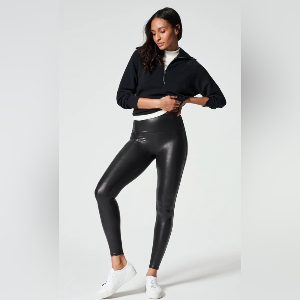NWT SPANXshape™ Faux Leather Leggings black size XL style 2437